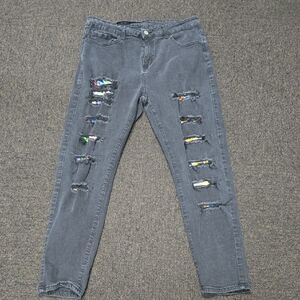 Charcoal Gray Distressed Skinny Jeans size 16